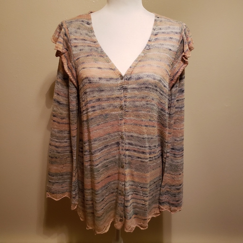 Democracy Muted Pastel Button-Up L Cardigan